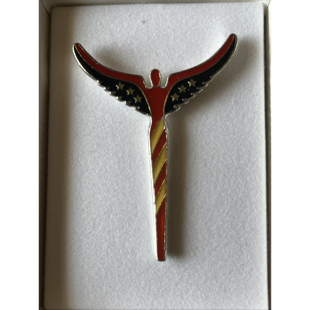 Steven Lavaggi USA Angel of Reconciliation Lapel Pin Red White Blue Flag Design